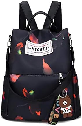 Woman Nylon Backpack, Mynos Waterproof Oxford Travel Daypack Teenagers School Anti-theft Bag Covertible Shoulder Bag