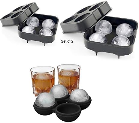 Set of 2 Round ICE Ball Maker Mold-Cube Whiskey Balls-Cocktails-Silicone ice Cube Trays