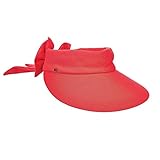 Scala Women's Deluxe Big Brim Cotton Visor with Bow, Poppy, One Size