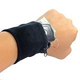 Shuohu Outdoor Cycling Wrist Band Wallet Safe Storage Zipper Sport Strap - Black