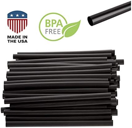 Jumbo Cocktail Black Drinking Straws: Quality-Crafted, Sturdy, Durable Plastic Straws | Made in USA | Must-Have for Birthday, Pool Party & Corporate Events (7.75"x 0.24") | 250ct