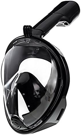 Star SFC 180° Full Face Snorkel Mask GoPro Compatible Snorkel Mask with Panoramic View Anti-Fog, Anti-Leak with Adjustable Head Straps with longer Snorkeling Tube Larger Area - Black/l