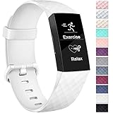 Vancle Bands Compatible with Fitbit Charge 3 Bands Replacement Charge 3 SE Classic Sports Accessories Wristbands Small Large for Women Men (White, Small)