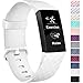 Vancle Bands Compatible with Fitbit Charge 3 Bands for Women Men, Sport Accessory Replacement Charge 3 Wristband Small Large for Fitbit Charge 3 SE and Fitbit Charge 3 (White, Small)