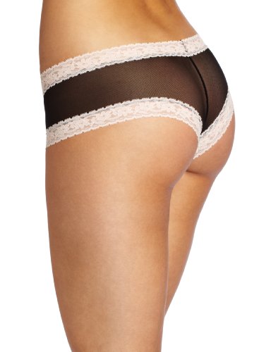 Baci Lingerie Women's Love Angel Mesh Boyshort Panty, Black/Pink, Small - Thumbnail 2