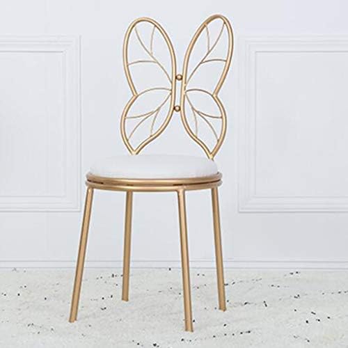 QYSZYG Chair Home Metal Wrought Iron Bow Shape Chair Dressing Table Dressing Chair 4 Color Optional stool (color : White)