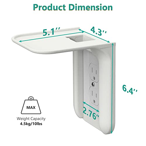 WALI Outlet Shelf Wall Holder,Bathroom Wall Shelf up to 10lbs Standard Vertical Duplex Wall Shelf Organizer for Smart Home Decor Space Saving Power Tools, Toothbrush (OLS001-W), 1 Pack, White