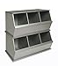 Badger Basket Stackable 3-Bin Storage Cubby - Modular Toy and Craft Organizer with Wide Mouth Bins, Expandable Design, Solid Panel Construction - Compatible with Other Units - Silver