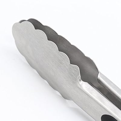 9-Inch & 12-Inch 304 Stainless Steel Kitchen Tongs, Set of 2 Sturdy Non-Stick Grilling Barbeque Cooking Stainless-Steel Locking Food Tongs with Good Grip, Brushed Steel