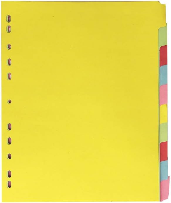 Elba A4+ Yellow 10 Part File Dividers, 10 Pack for Office School & Home Organisation