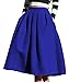 FACE N FACE Women's High Waisted A line Street Skirt Skater Pleated Full Midi Skirt Large Blue