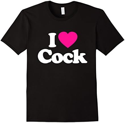 Mens I Love Heart Cock Funny T-Shirt Medium Black