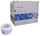 Sterile 2''x2'' 6 Ply Split Drain Sponge 35 Packs Of 2 + 1 Roll Of Vakly Medical Tape (1)