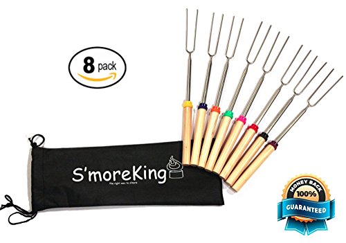 Roasting Skewers, 8 Telescoping, 32-Inch, Comes With Bag- Perfect For Outdoor BBQ, Marshmallow, S’mores, Cooking And Hotdog Roasting