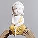 White Ceramic Little Cute Buddha Statue Buddha Figurines Home Decor Creative Crafts Ornaments Gift Delicate Ceramic Arts and Crafts (Red)