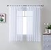 HLC.ME White Tab Top 54 inch x 63 inch Long Window Curtain Sheer Voile Panels for Living Room & Bedroom, Set of 2
