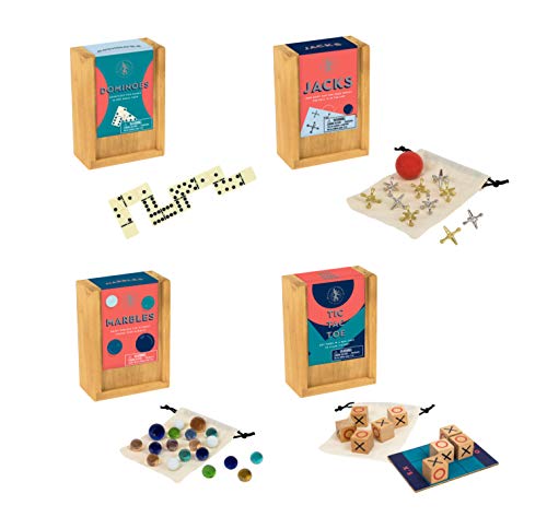 Classic Wooden Games Collection: Dominoes / Jacks / Marbles / Tic Tac Toe