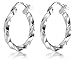 Nuni Jewelry 2mm Solid Sterling Silver Hoop Earrings Set 4 Pairs Diamond Cut or Twisted(15mm 20mm 25mm 30mm) (TWISTED)