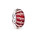 Holiday Candy Cane Stripe Murano Glass 925 Sterling Silver Spacer Bead Fits European Charm Bracelet For Women For Teen