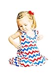 Wholesale Princess Red, White and Blue 4th of July Chevron Halter Dress 7-8yrs