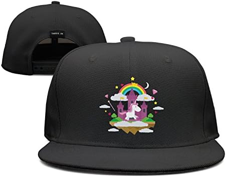 HSWTRHT WETR Flat Bill Flat Bill Hat Unicorn Castle Bump Baseball Cap For Unisex