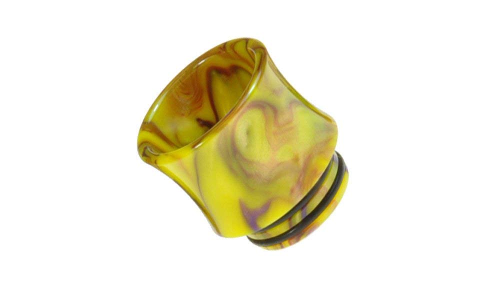 Armerah Marbled Curve 810 Drip Tip eCig Mouthpiece Short/Extra-Wide Epoxy Resin Single Yellow