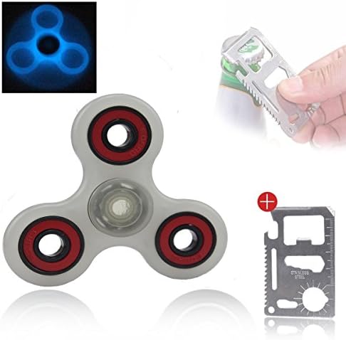 Tri-Spinner Fidget Luminous Toy High Speed Hybrid Lowest Noise Ceramic Bearings Hand Spinners best for ADHD EDC Hand Killing Time Injection Molded (Non 3D) (Fluorescence-red)