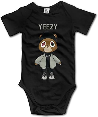 CuteBB Baby's Yeezy Kanye West Bear Hanging Bodysuit Romper Playsuit Outfits Clothes Climbing Clothes Short Sleeve Black