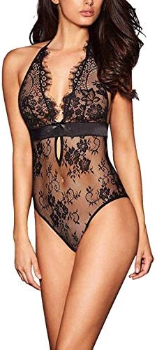 HPYLove Womens Lingerie Halter Chemises Strappy Teddy Bodysuit Babydoll Nightwear