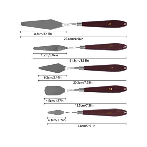 QBIX Malmesser-Set â Ultimativer Künstlerbedarf mit 5 Spachtel-Malwerkzeugen â Edelstahl-Farbschaber-Set mit Holzgriff â Perfekt für Ãlmalerei, Mischschaber, Ãlmischung – Bild 6