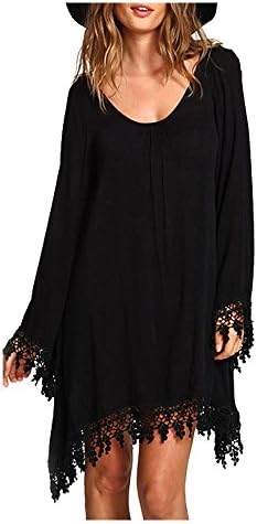 Darkey Wang Women Sexy Long Sleeve Casual Blouse Loose Mini Dress Plus Size (5XL(US(30-32)£