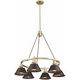 Bronze Chandelier with 6 Lights in Brushed Champagne & Rubbed Finish by Golden Lighting