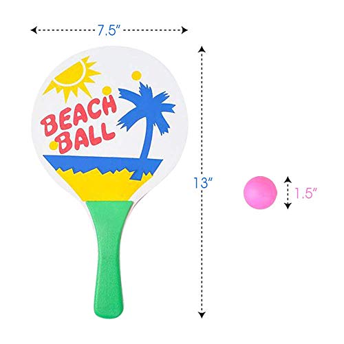 ArtCreativity Beach Paddle Ball Game Set, Includes 2 Wooden Paddles and
