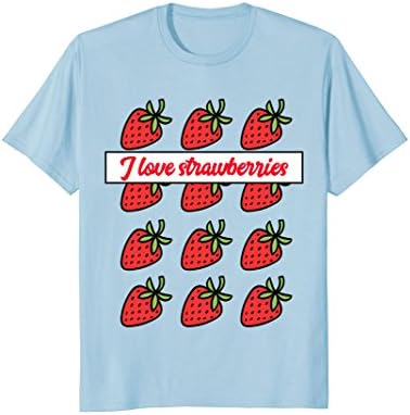 Mens Strawberry Cartoon shirt,Kawaii I love strawberries t shirt 3XL Baby Blue