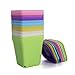 WARMBUY Colorful Plastic Flower Pots with Saucers for Small Plants, Set of 12