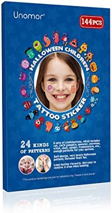 Unomor 144 Assorted Halloween Temporary Tattoo For Kids 24 Cute Designs Stick On Children Tattoos