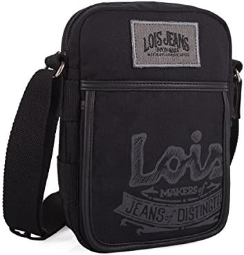 LOIS - 21624 Shoulder bag for men. Messenger bag. Zipper closing. Multiple compartments. Canvas, Color Black
