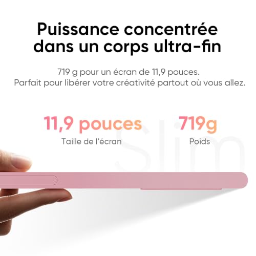 XPPen Artist 12 3rd Tablette Graphique avec Écran 11.9 Pouces - Rose | X4 Stylet Avancé | 16384 Niveaux | Écran Anti-reflet | Portable et Léger | Compatible Multi-systèmes | Design Rose Élégant