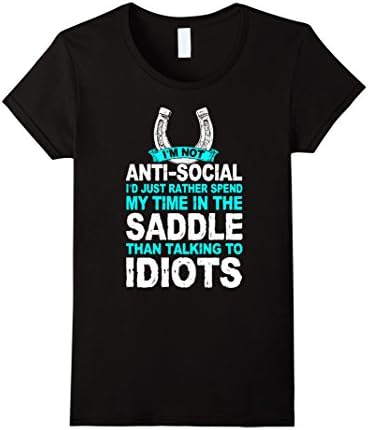 Women's Horse Riding - Anti-Social T-Shirt Small Black