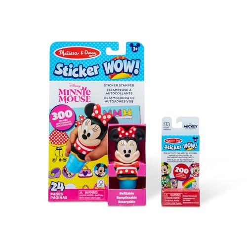 Melissa & Doug Sticker Wow!™ Disney Minnie Mouse Bundle: 24-Page Activity Book, Refillable Sticker Stamper, Mini Pad, 500 Stickers, Arts and Crafts for Kids Ages 3+