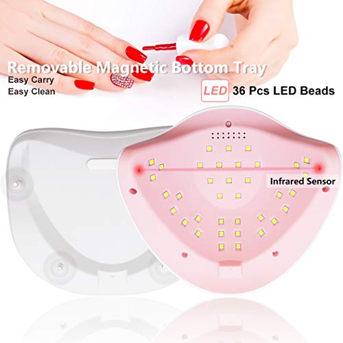 Gel UV LED Nail Lamp, 168W LED Nail Light for Gel Polish Nail Dryers with 4 Timers Professional Portable Gel Nail Polish Curing Lamps, Automatic Sensor UV Nail Light for Home and Salon