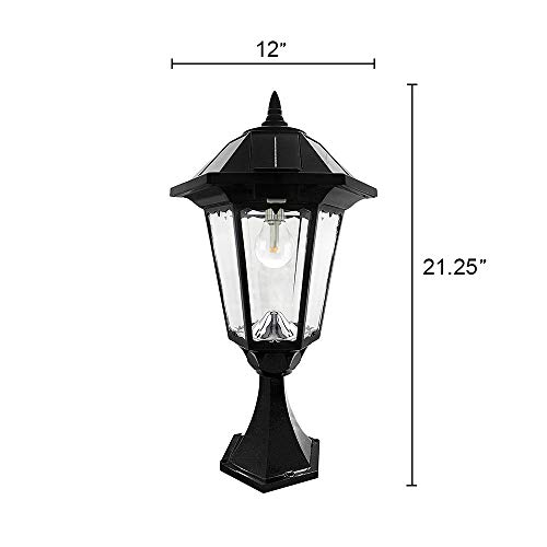 GAMA SONIC Windsor Bulb Solar Light, Outdoor Solar Powered LED, Wall or Post Mount, Black GS-99B-FPW - Thumbnail 4