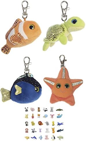 ReBL LLC Stuffed Animals Plush Clip Keychains, Puzzle Erasers &amp; Gift Bag | Plush, Soft, Cuddly, Cute Kids Toys | For Boys &amp; Girls, Party Favors, Birthdays, Holidays, School &amp; More (oceanic unisex)
