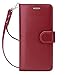FYY Designed for Samsung Galaxy S8 Plus Case, Luxury Genuine Leather Wallet Phone Case with Card Holder Flip Protective Cover [Kickstand Feature][Wrist Strap] for Samsung Galaxy S8 Plus Wine Red