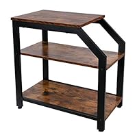 Industrial Side Table, 3-Tier Nightstand with Storage Shelves, End Table in Living Room Wood Look Accent