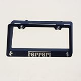 Matte Black Laser Engraved Ferrai Stainless Steel USA License Plate Frame With Engraved Steel Logo Screw Cap Combo 12.25