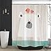Ofat Home Cartoon Kids Shower Curtain Sets with Hooks, Cute Polar Bear Bird Bathroom Accessories, No Liner Needed Washable, Gray, 72x72 inch