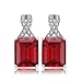 JewelryPalace Emerald Cut 6ct Created Red Ruby Clip On Earrings 925 Sterling Silver