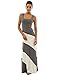 PattyBoutik Women Racerback Striped Maxi Dress (Gray and Ivory White Small)