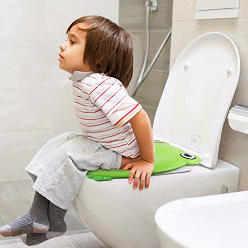 Potty Training Seat, Folding Portable Reusable Toilet Potty Training Seat for Babies, Toddlers and Kids, Green